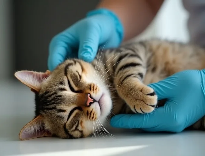 Specialist carefully handling a deceased cat with dignity in Wandong