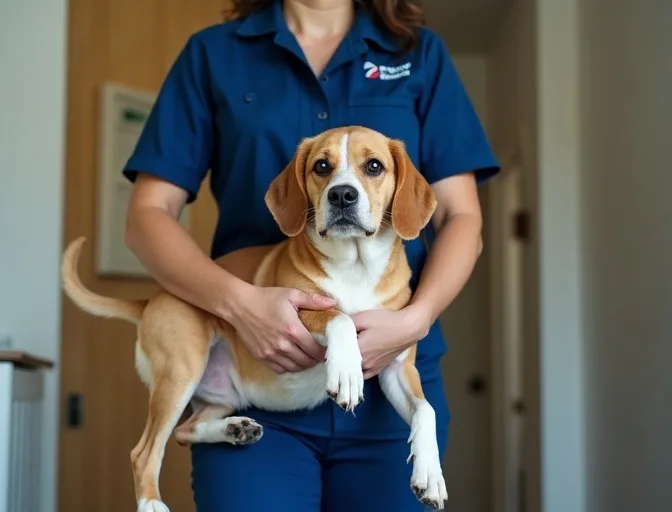 Technician respectfully transporting a deceased dog in Wandong